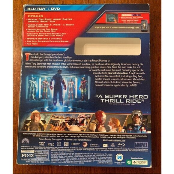 Iron Man 3 Blu-ray + DVD NEW SEALED - Picture 3 of 5